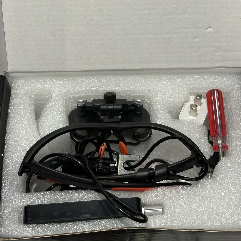 3.5X Dental Surgical Binocular Loupes 420mm LED Headlight Kit Open Box